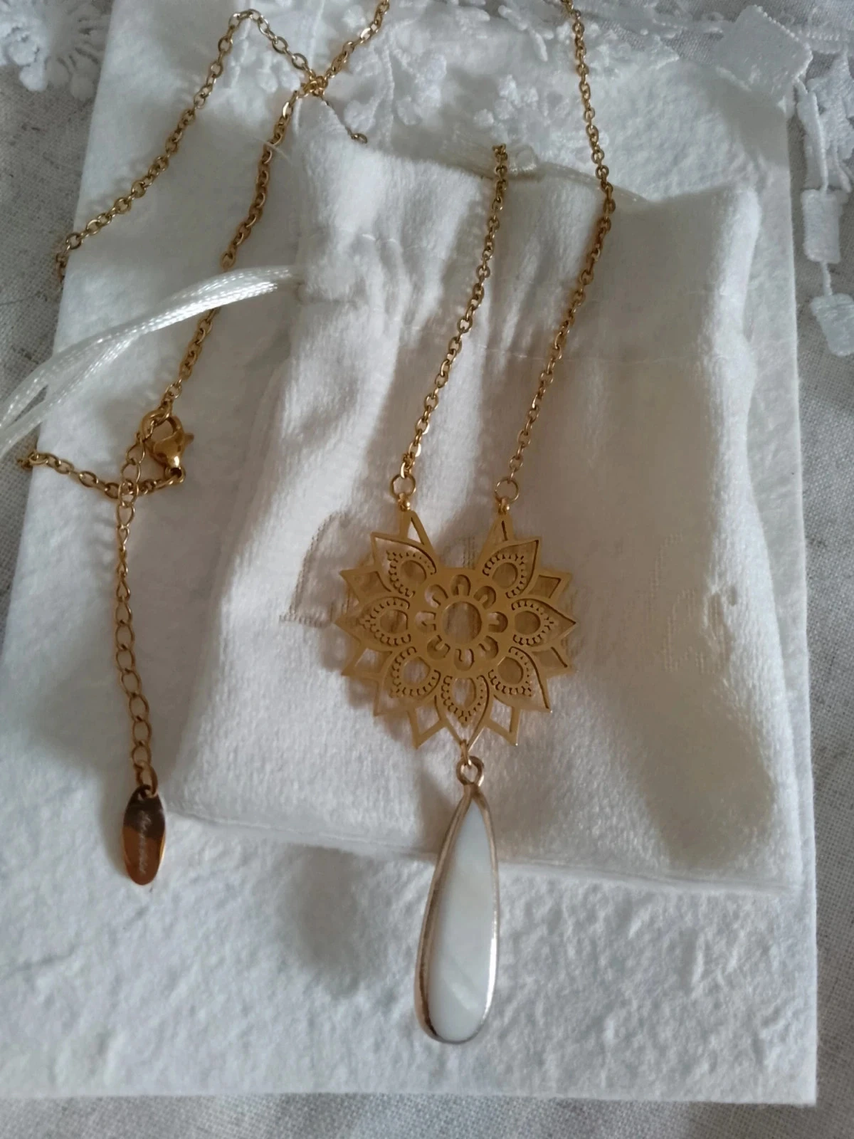 Collier fleur de vie hanger witte nacre – photo 2